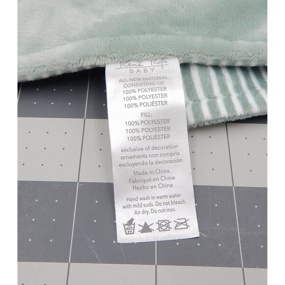 Rene Rofe Baby Pear Security Blanket Green White Striped Velour Lovey - Picture 8 of 10